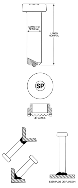 PERNO EMPALMADOR PARA SOLDAR A PROYECCION detalle